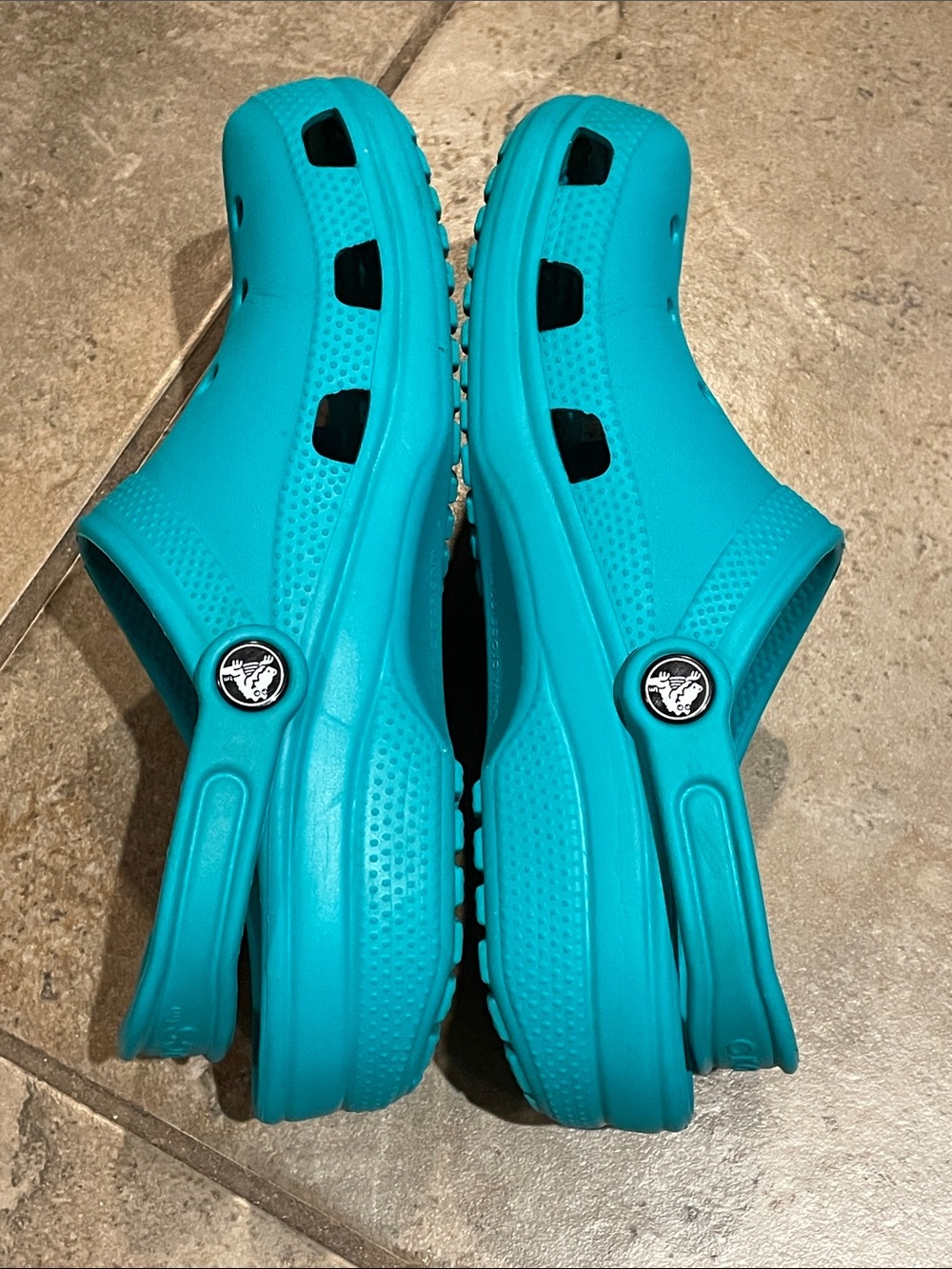 Crocs Teal Green Classic Clog Slip-on Shoe Unisex Mens 5 Womens 7 Beach Comfort - Picture 7 of 11